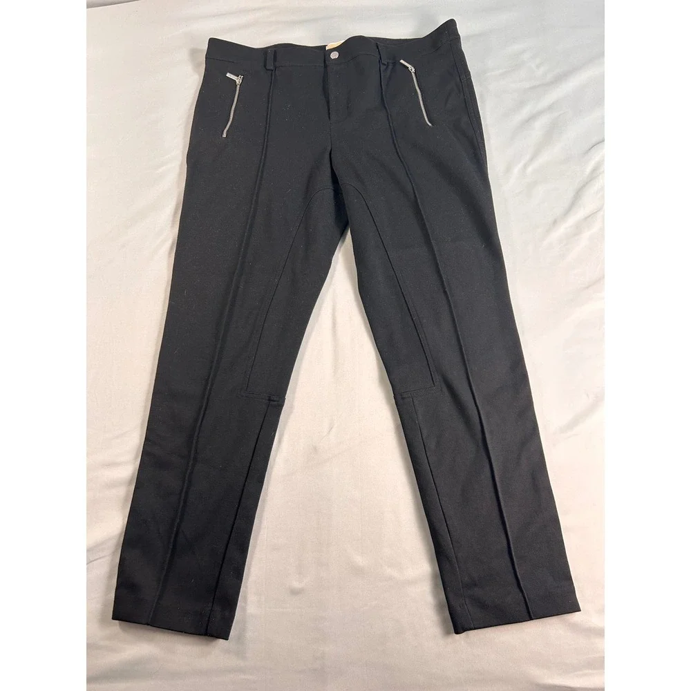 Michael Kors Womens XL Black Equestrian Skinny Pants Zipper Pockets High Rise‎